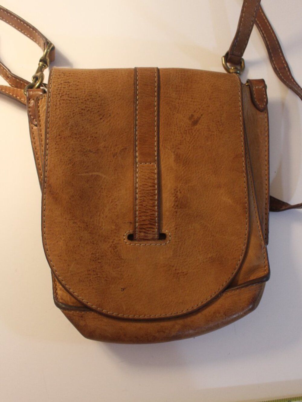 Frye Cognac Brown Leather Flap Crossbody Bag